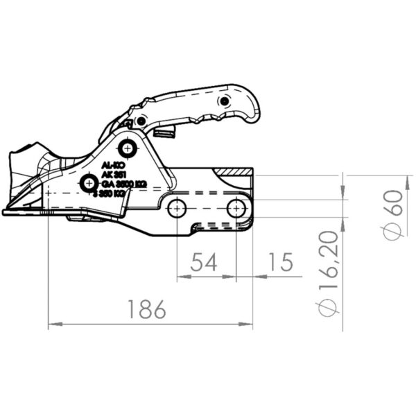 KUULAKYTKIN 3500KG  Ø60 16-16 AL-KO - Image 2