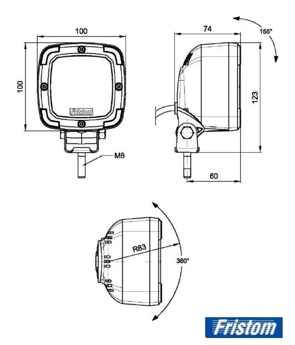 LED TYÖVALO/PERUUTUSVALO 650lm/350lm 12-36V TELINEELLÄ - Image 6